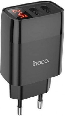 Мережевий зарядний пристрій HOCO C86A 2.4A на 2USB порти із дисплеєм  709654 фото