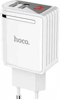 Мережевий зарядний пристрій HOCO C39A на 2 USB порти із дисплеєм  455605 фото